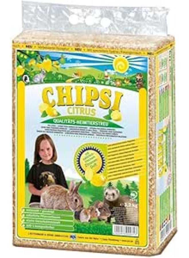 جي ار اس JRS حيوانات صغيرة شيبسي حمضيات 3.2 كجم (60 لتر) - [فضلات رقائق البطاطس برائحة الفواكه والليمون الطازج] - Image 1